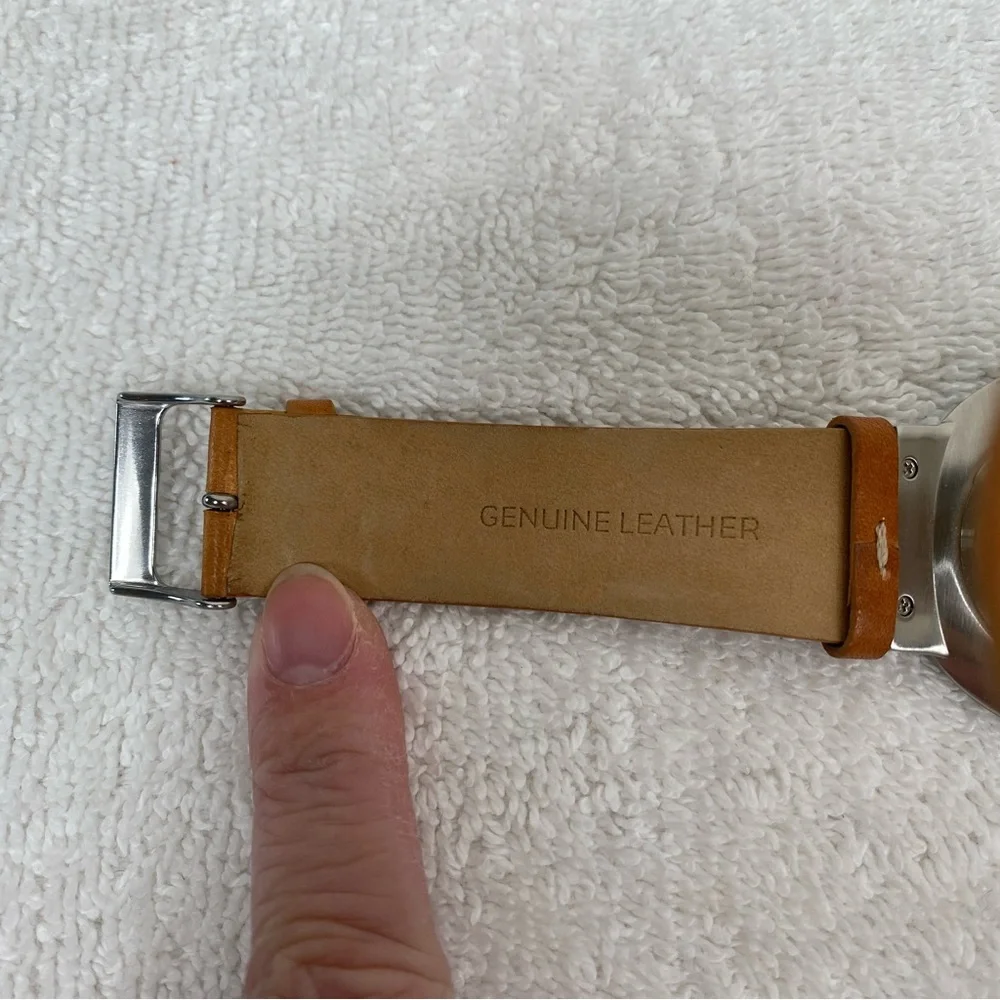 Skagen Men's Cognac Leather Ancher Gray Stainless Steel Adjustable Watch Classic